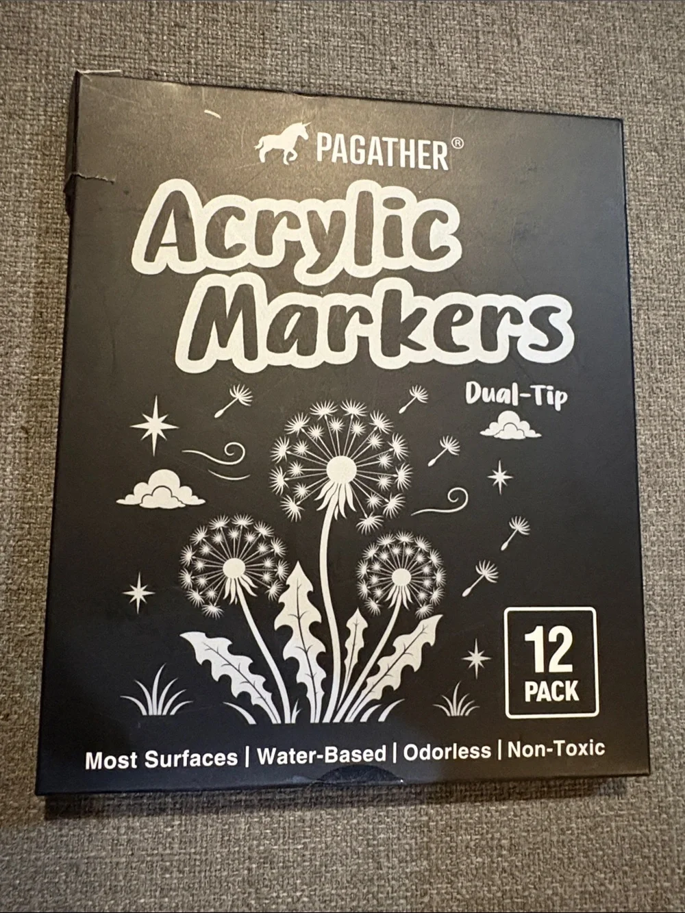 12 Dual-Tip Silver Acrylic Markers Set -